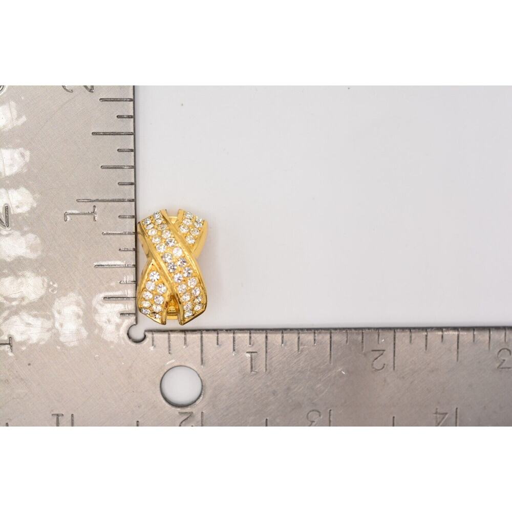 Christian Dior Vintage Clip On Earrings X Rhinestone Crystal Gold Signed BinAO - Picture 12 of 13